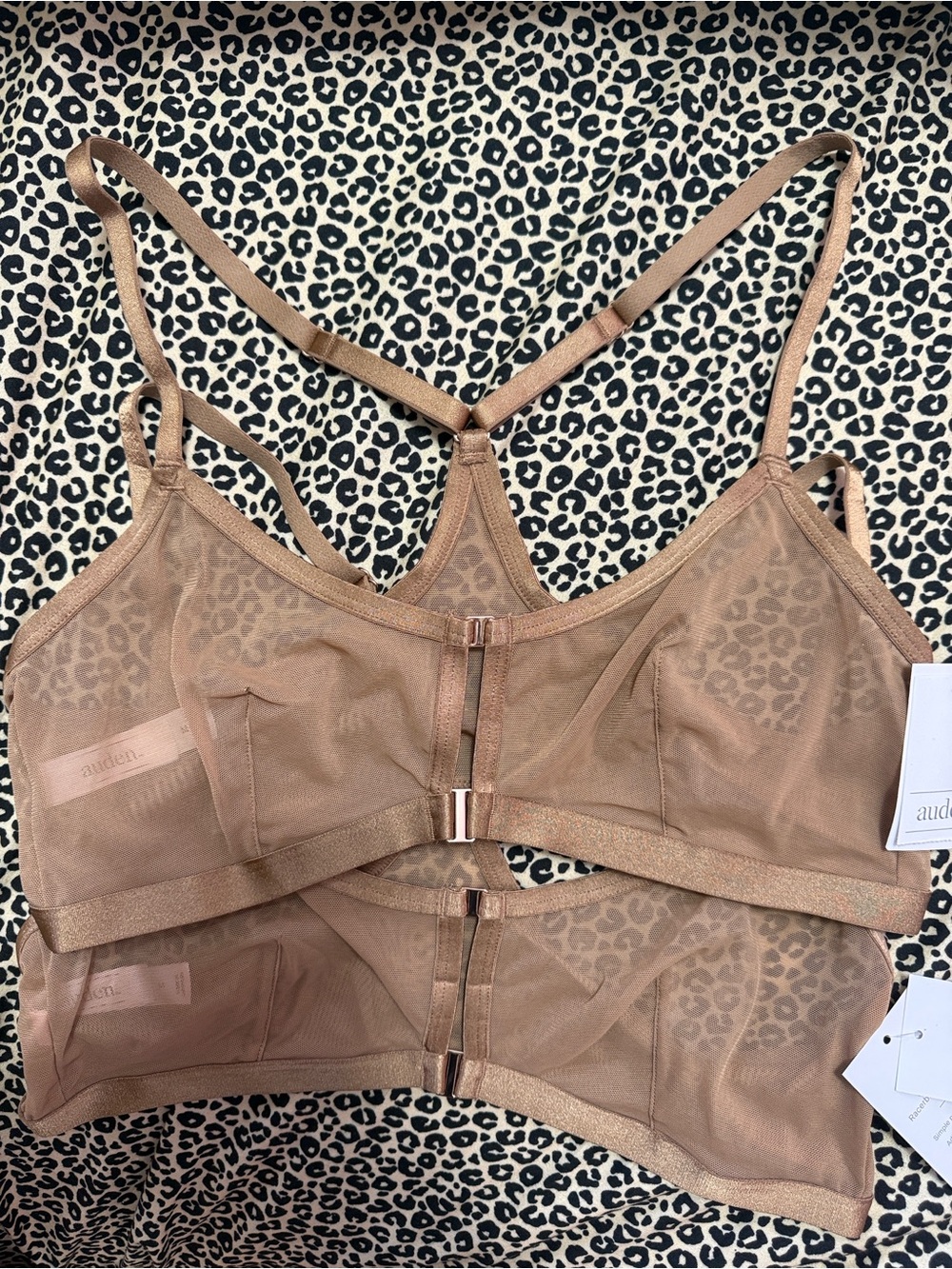 Auden Mesh Underwire Bra in Tan Brown